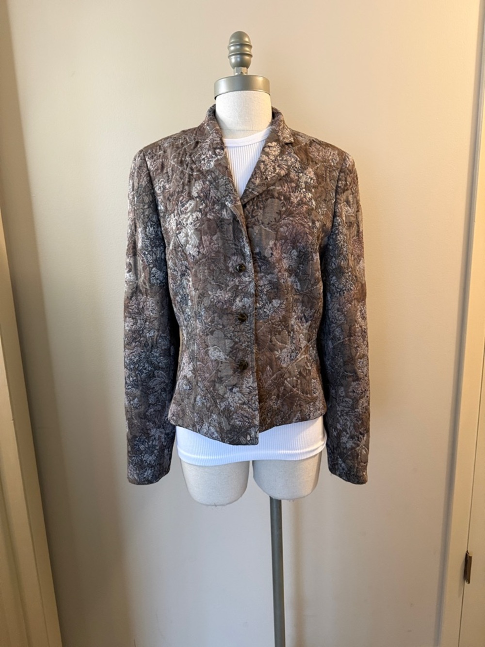 Anne Klein Brown Patterned Blazer Jacket
